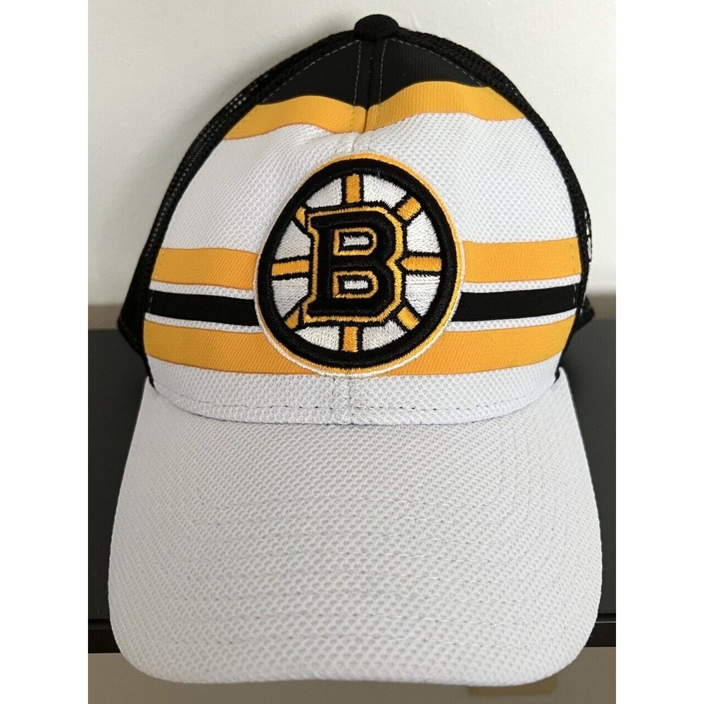 Boston Bruins NHL Reebok Trucker Snapback Hat Cap White Black
